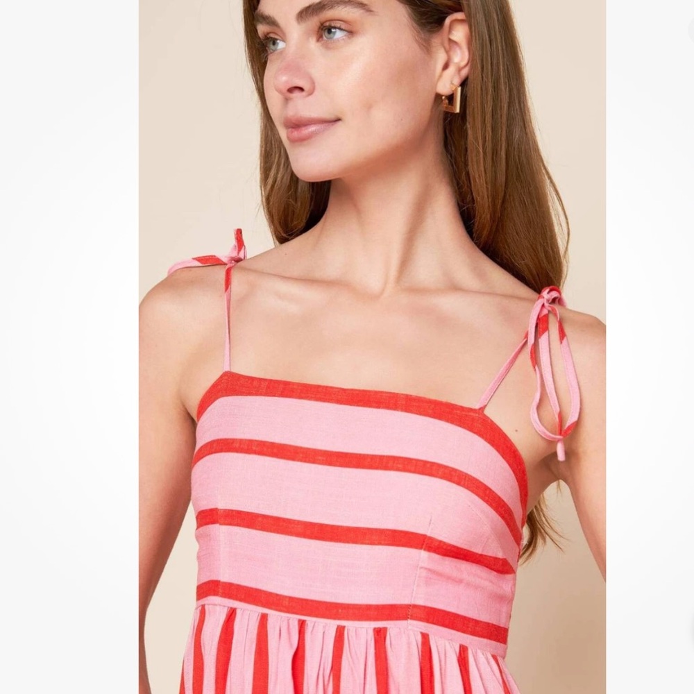 Flying Tomato Pink and Coral Striped Tie-Shoulder Maxi Dress - Picture 5 of 14